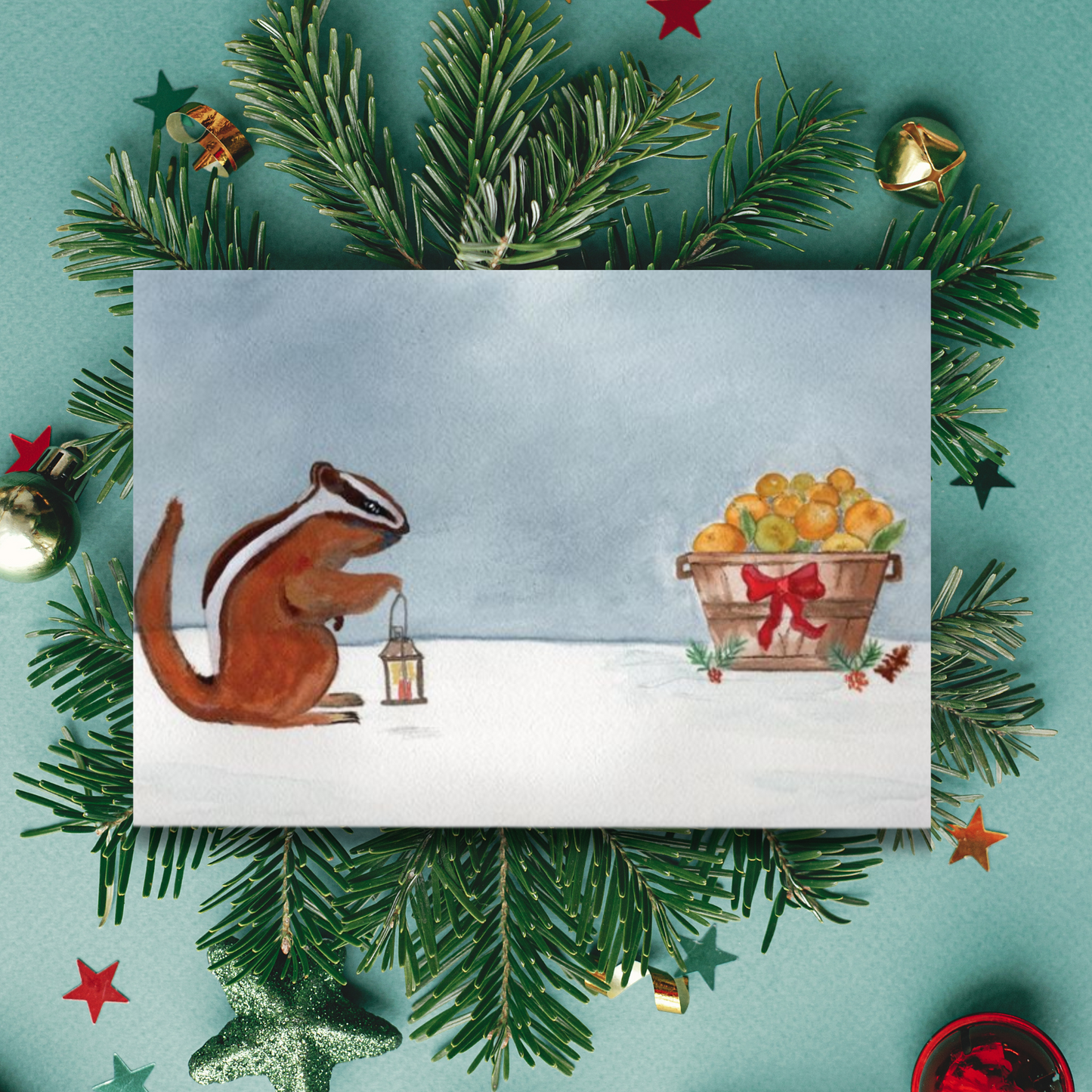 Chipmunk Christmas Greeting Card