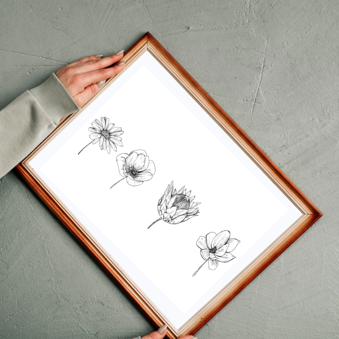 Line Flowers Art Print