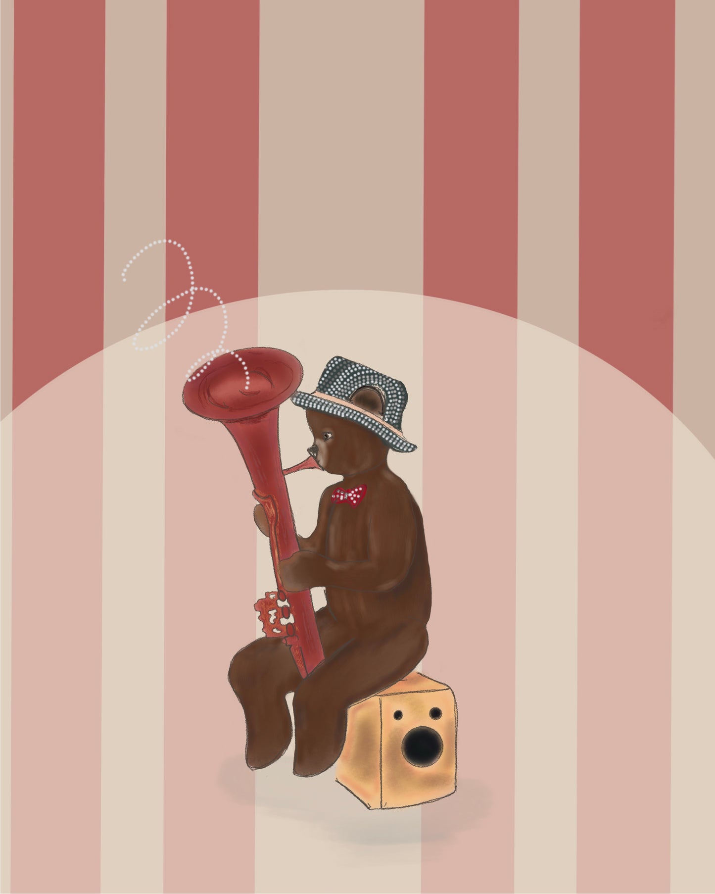 Christmas Carnival Band Bear Art Print