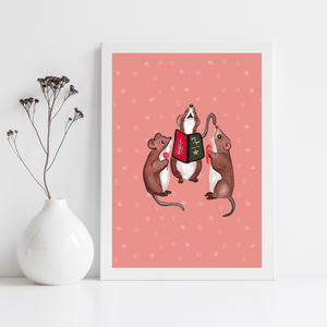 Christmas Mice Art Print