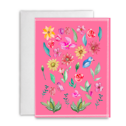 Pink Flower Collage Greeting Card