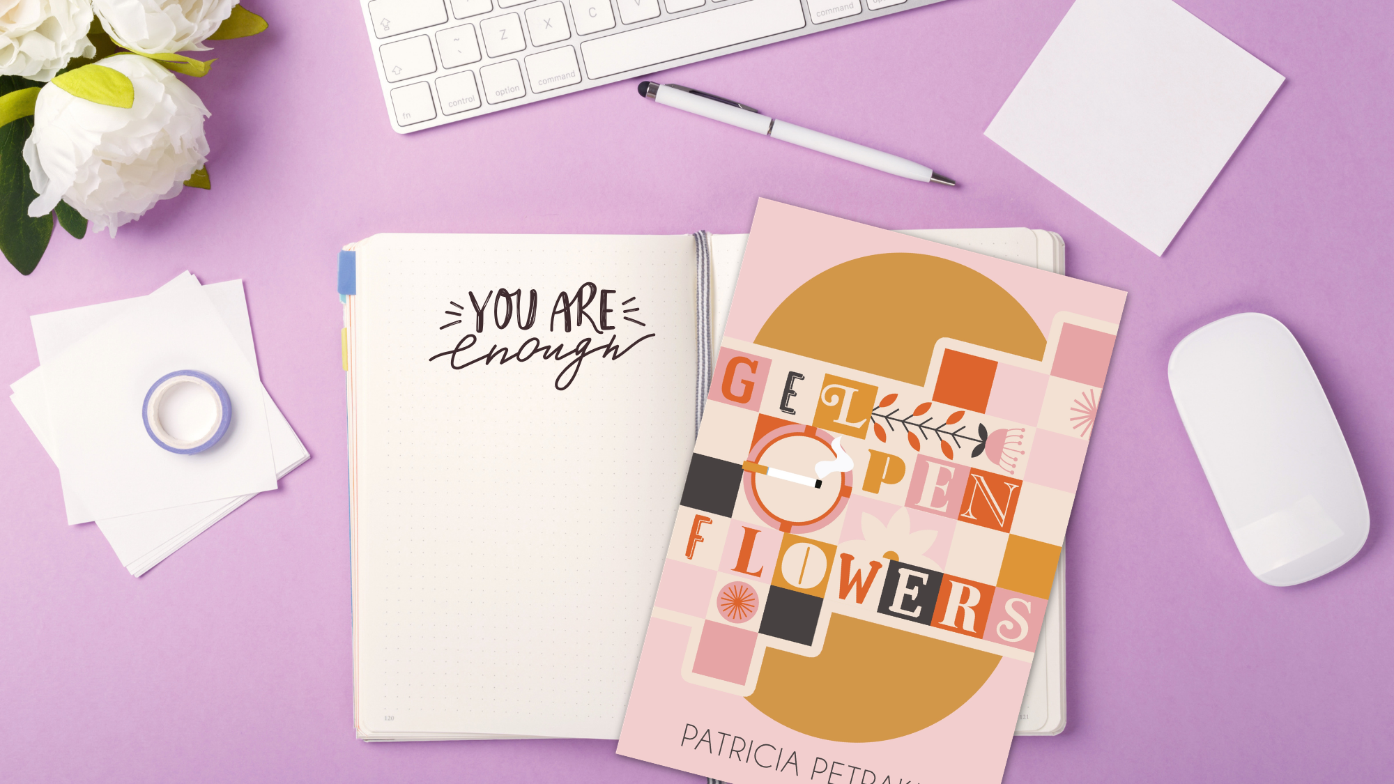 Gel Pen Flowers Book on Desk