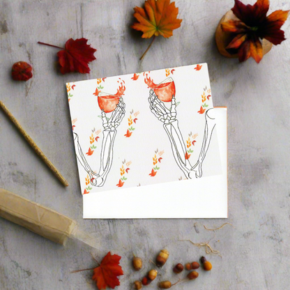 Spooky Halloween Cheer Greeting Card – Watercolor Skeleton