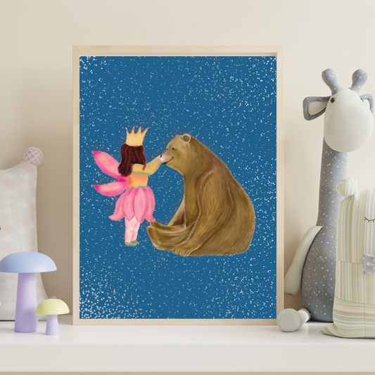 Princess and Bear Art Print