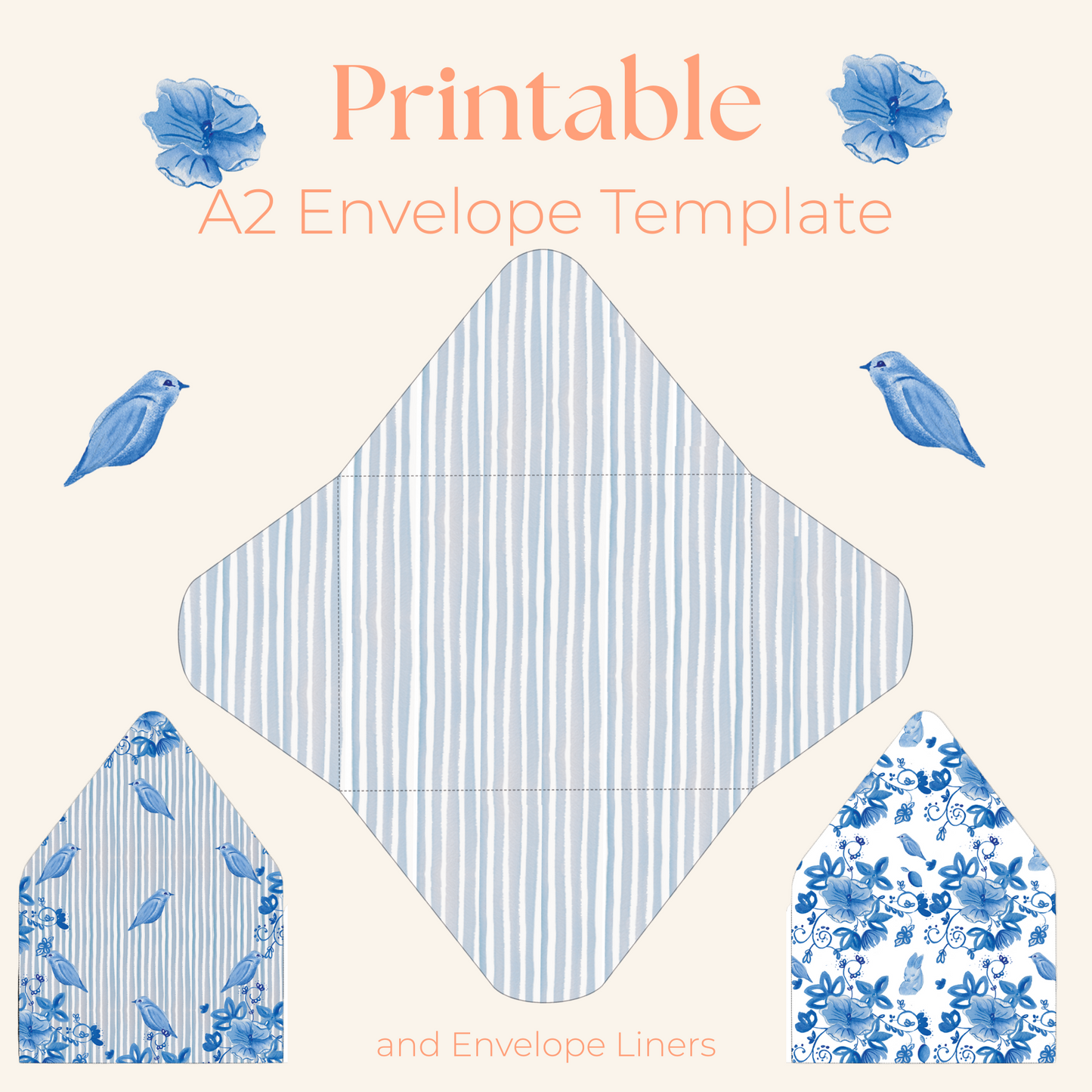 Printable A2 Envelope Template – DIY Envelope for 4.25" x 5.5" Cards | Instant Download