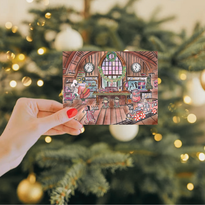 Santa's Workshop Christmas Greeting Card