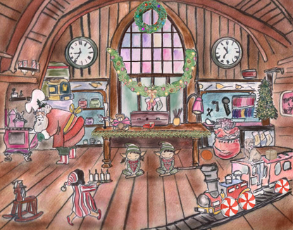 Santa's Workshop Art Print