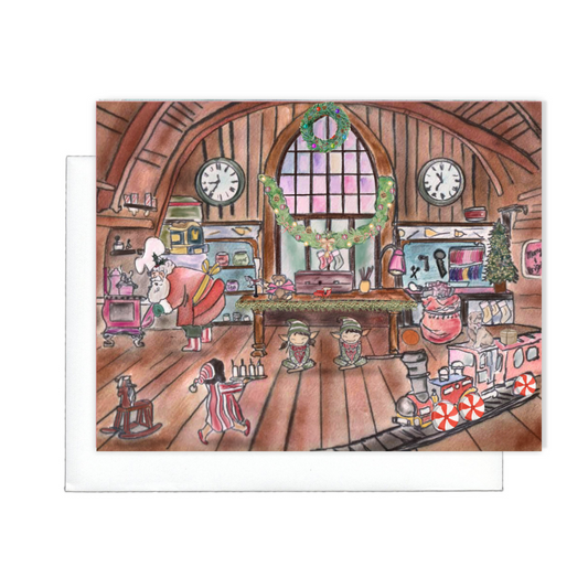 Santa's Workshop Christmas Greeting Card