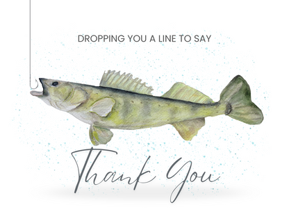 Thank You Walleye Fish Watercolor Greeting Card - Patricia's Paper