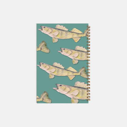 Walleye Fish Pattern Metal Bound Notebook by Patricia's