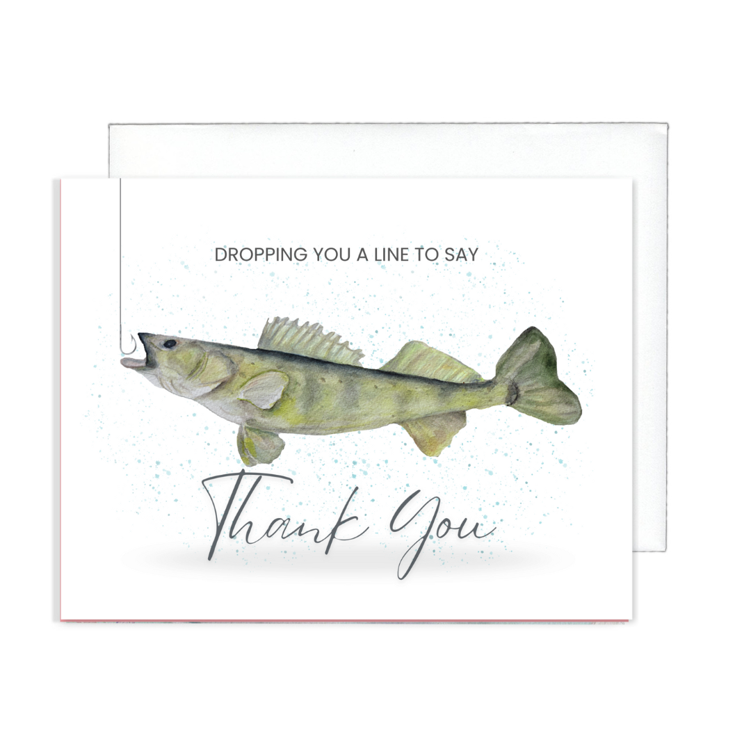 Thank You Walleye Fish Watercolor Greeting Card -Patricia's Paper