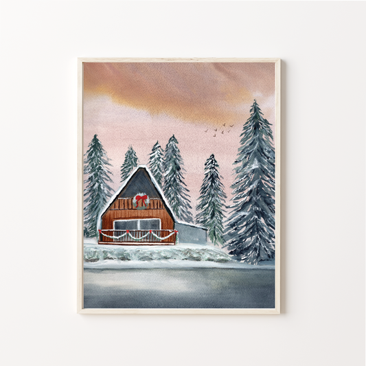 Winter Cabin Art Print